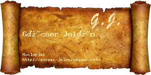 Gácser Jolán névjegykártya